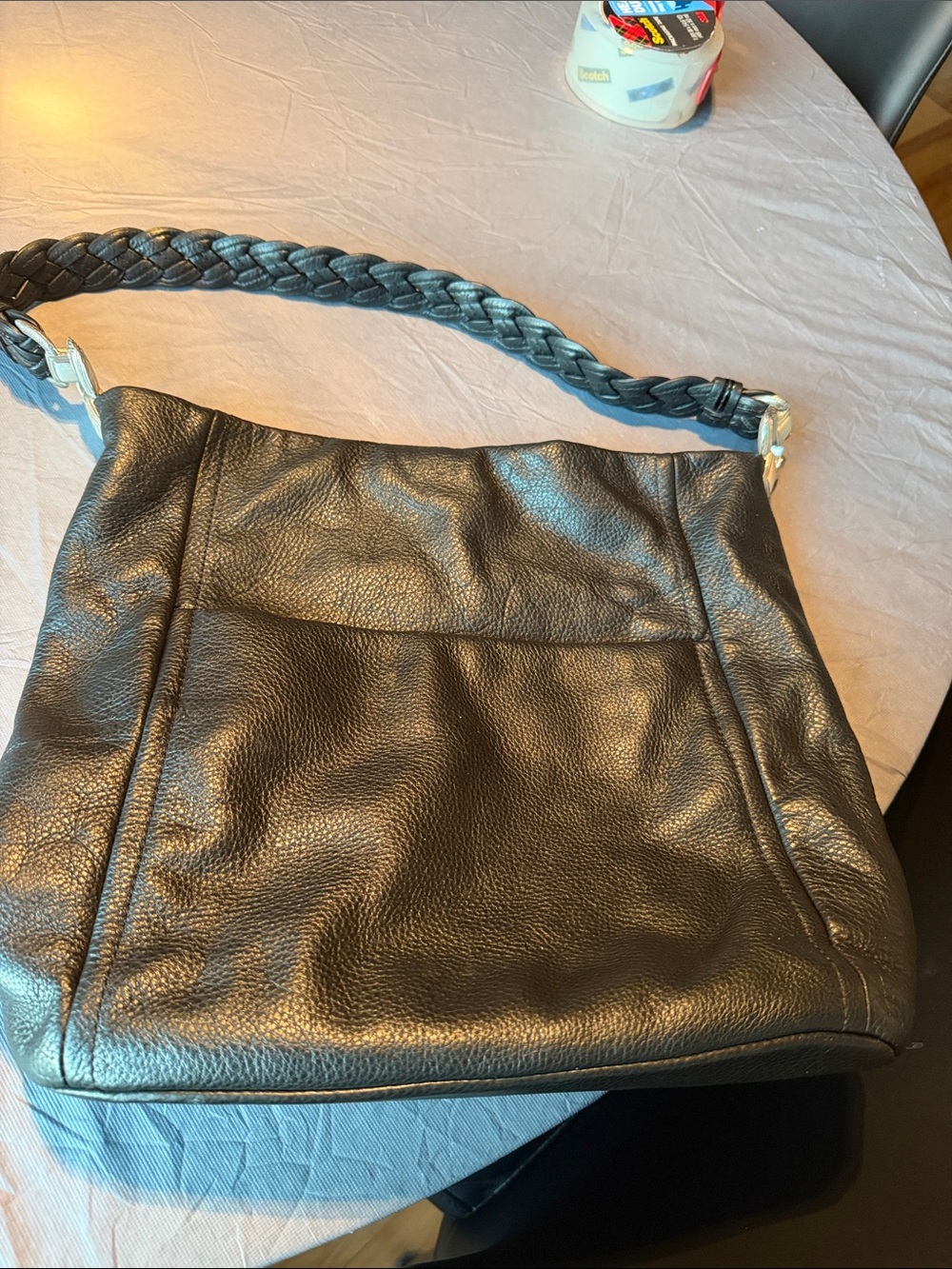 Brighton Black Leather Shoulder Bag with Jeweled Mandala - Picture 5 of 7